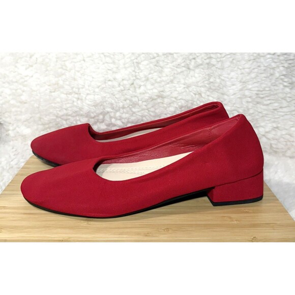 ALTOCIS Low Block Chunky Heel Pumps Round Toe Platform Red Women’s Size 10 - Picture 2 of 6